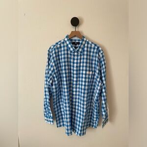 Rock Hampton Polo Team Men's Blue White Gingham Plaid Shirt 1X